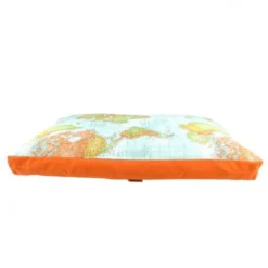 Cama Para Perros Con Estampado Mapamundi Hipoalergénica 120 Cm X 80 Cm X 10 Cm