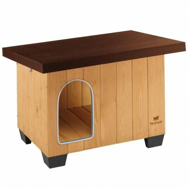 Caseta De Madera Baita 80 Ferplast Para Perros Color Marrón 71,5 Cm X 57 X Cm X 52,5 Cm