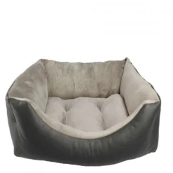 Cuna De Tapicería Y Coralina Para Perros Color Gris 52 Cm X 42 Cm X 20 Cm