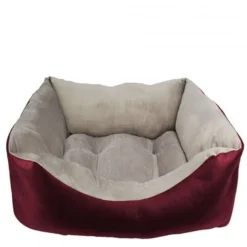 Cuna De Tapicería Y Coralina Para Perros Color Granate 78 Cm X 60 Cm X 22 Cm
