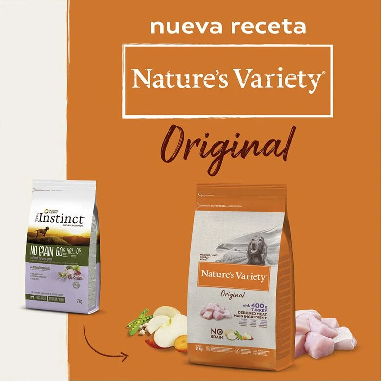 Nature's Variety Adult Medium Original Pavo Pienso Para Perros 2kg - Imagen 6